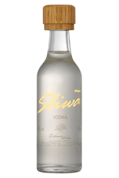 wódka śliwa 0 05 w smukłej butelce miniaturce